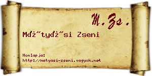 Mátyási Zseni névjegykártya